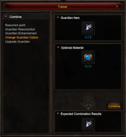 Trainer with Change Guardian Option selected